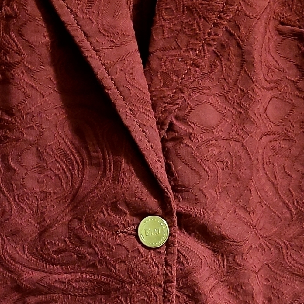French Dressing Jaquard Blazer Red Gold Button Front Womens Vintage Large - Picture 10 of 14